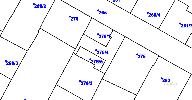Parcela st. 276/4 v KÚ Těšetice u Znojma, Katastrální mapa