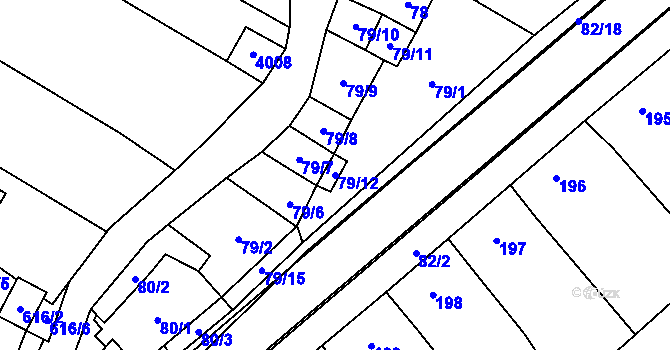 Parcela st. 79/12 v KÚ Těšetice u Znojma, Katastrální mapa