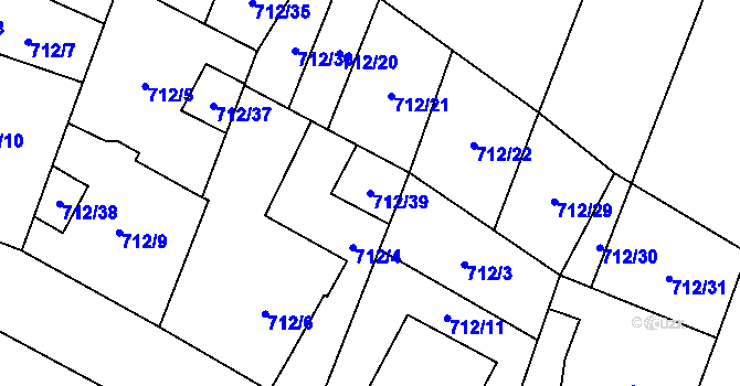 Parcela st. 712/39 v KÚ Těšetice u Znojma, Katastrální mapa