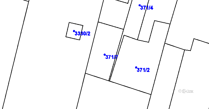 Parcela st. 371/7 v KÚ Těšetice u Znojma, Katastrální mapa