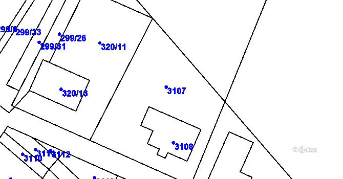 Parcela st. 320/8 v KÚ Těšetice u Znojma, Katastrální mapa