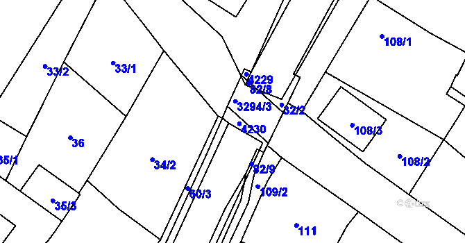 Parcela st. 32/3 v KÚ Těšetice u Znojma, Katastrální mapa