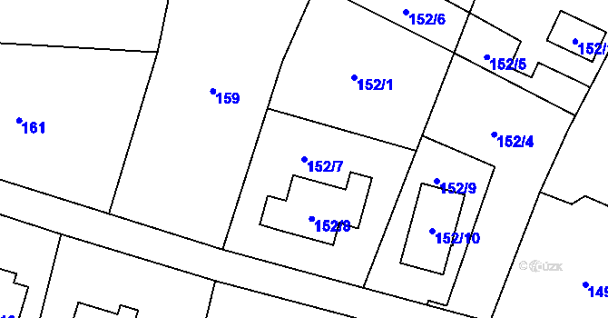 Parcela st. 152/7 v KÚ Těšetice u Znojma, Katastrální mapa