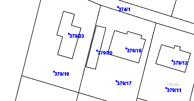 Parcela st. 379/20 v KÚ Těšetice u Znojma, Katastrální mapa