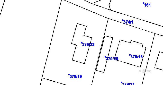 Parcela st. 379/23 v KÚ Těšetice u Znojma, Katastrální mapa