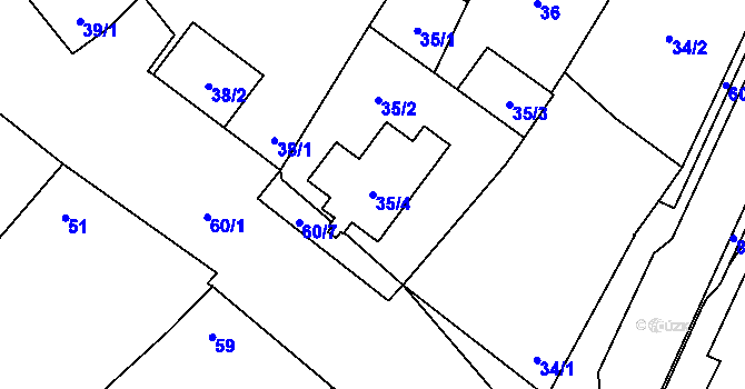 Parcela st. 35/4 v KÚ Těšetice u Znojma, Katastrální mapa
