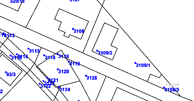 Parcela st. 3109/2 v KÚ Těšetice u Znojma, Katastrální mapa