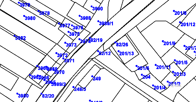 Parcela st. 82/12 v KÚ Těšetice u Znojma, Katastrální mapa