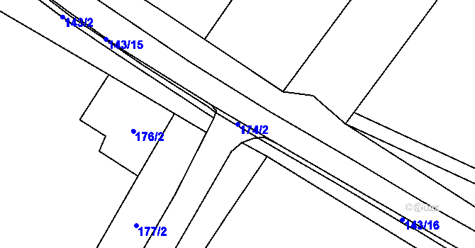 Parcela st. 174/2 v KÚ Těšetice u Znojma, Katastrální mapa
