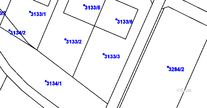Parcela st. 3133/3 v KÚ Těšetice u Znojma, Katastrální mapa