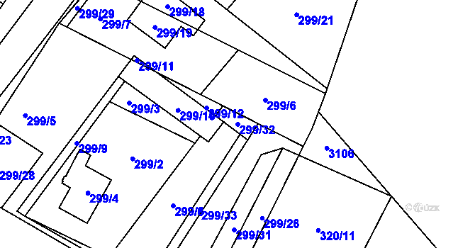 Parcela st. 299/32 v KÚ Těšetice u Znojma, Katastrální mapa