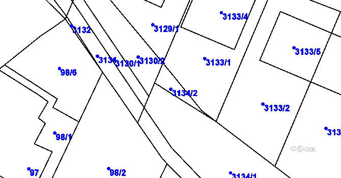 Parcela st. 3134/2 v KÚ Těšetice u Znojma, Katastrální mapa
