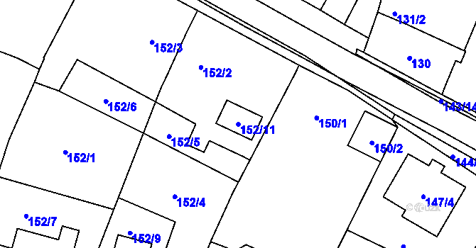 Parcela st. 152/11 v KÚ Těšetice u Znojma, Katastrální mapa