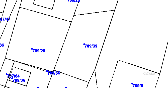 Parcela st. 709/39 v KÚ Těšetice u Znojma, Katastrální mapa