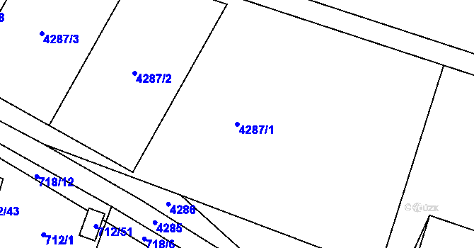 Parcela st. 4287/1 v KÚ Těšetice u Znojma, Katastrální mapa
