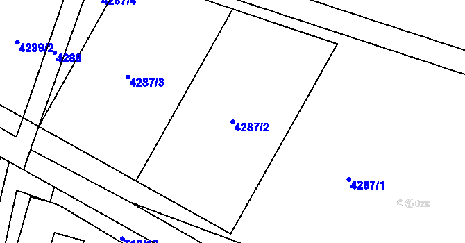 Parcela st. 4287/2 v KÚ Těšetice u Znojma, Katastrální mapa