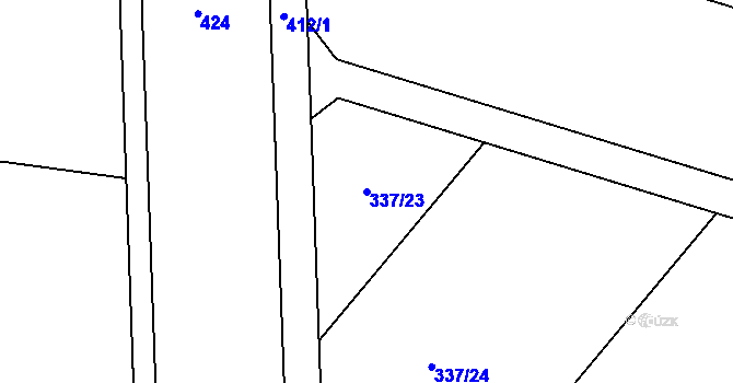 Parcela st. 337/23 v KÚ Těšetice u Olomouce, Katastrální mapa