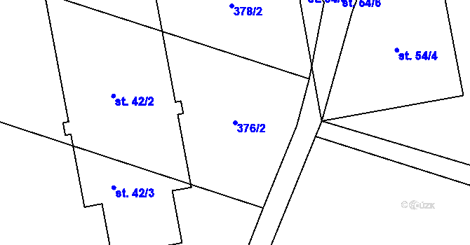 Parcela st. 376/2 v KÚ Dolní Těšice, Katastrální mapa