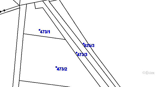 Parcela st. 625/3 v KÚ Dolní Těšice, Katastrální mapa