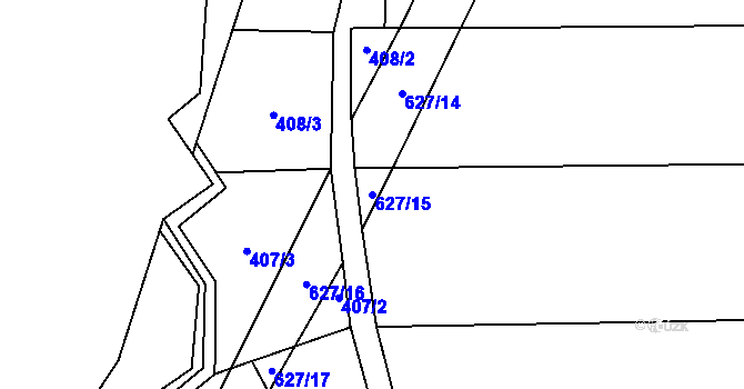 Parcela st. 627/15 v KÚ Dolní Těšice, Katastrální mapa