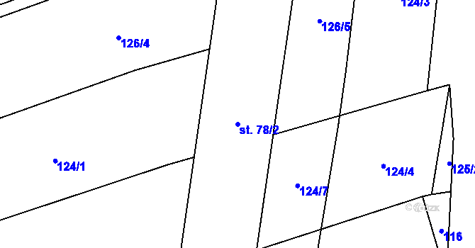 Parcela st. 78/2 v KÚ Horní Těšice, Katastrální mapa