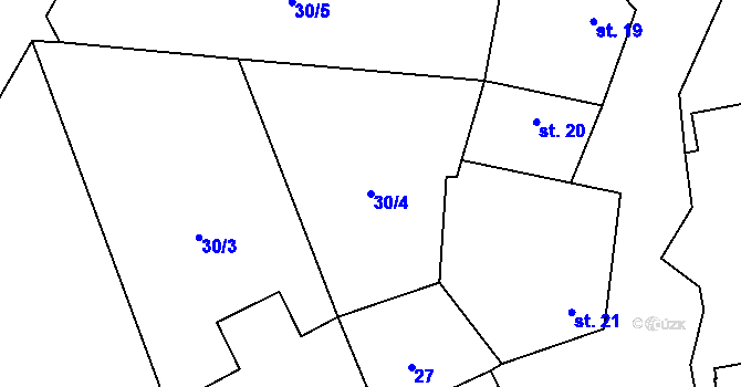 Parcela st. 30/4 v KÚ Horní Těšice, Katastrální mapa