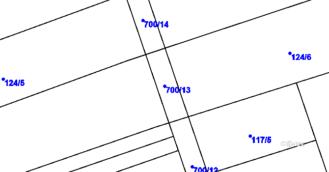 Parcela st. 700/13 v KÚ Horní Těšice, Katastrální mapa