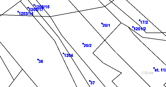Parcela st. 20/2 v KÚ Lipina u Šternberka, Katastrální mapa