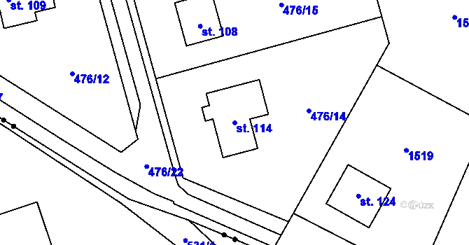 Parcela st. 114 v KÚ Lipina u Šternberka, Katastrální mapa