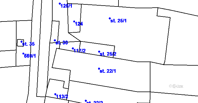 Parcela st. 25/2 v KÚ Stachov u Šternberka, Katastrální mapa