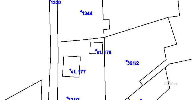 Parcela st. 178 v KÚ Těšíkov, Katastrální mapa