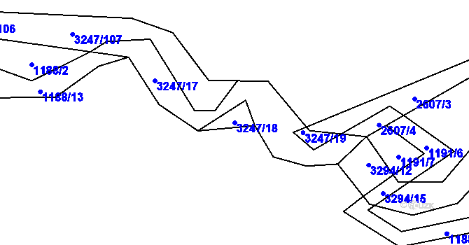 Parcela st. 3247/18 v KÚ Těšínov, Katastrální mapa