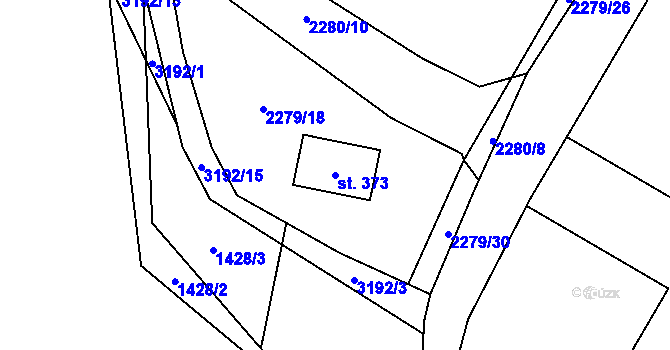 Parcela st. 373 v KÚ Těšínov, Katastrální mapa