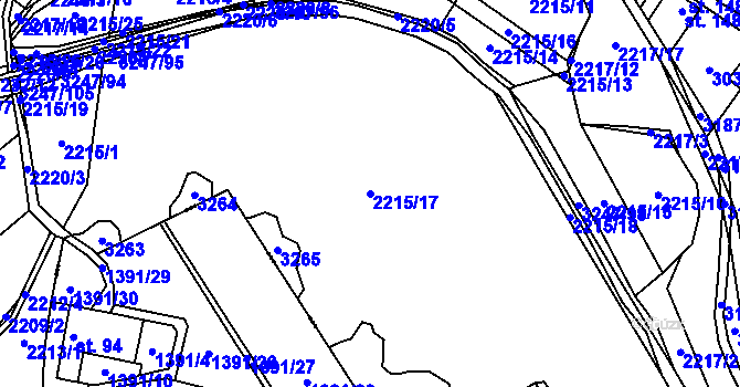 Parcela st. 2215/17 v KÚ Těšínov, Katastrální mapa
