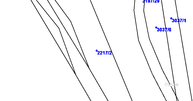 Parcela st. 2217/2 v KÚ Těšínov, Katastrální mapa