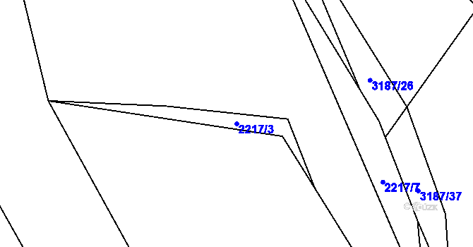 Parcela st. 2217/3 v KÚ Těšínov, Katastrální mapa