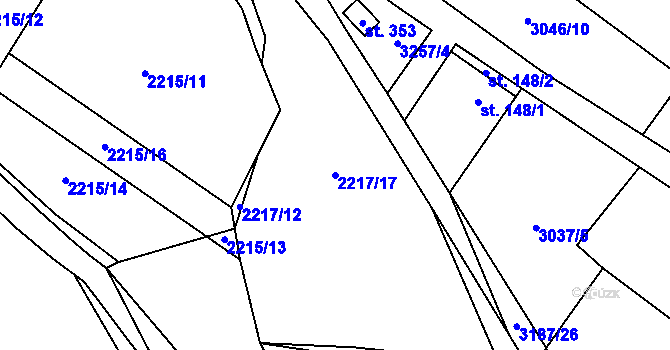 Parcela st. 2217/17 v KÚ Těšínov, Katastrální mapa