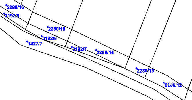 Parcela st. 2280/14 v KÚ Těšínov, Katastrální mapa