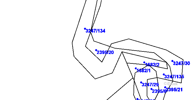 Parcela st. 2395/20 v KÚ Těšínov, Katastrální mapa