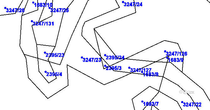 Parcela st. 2395/24 v KÚ Těšínov, Katastrální mapa