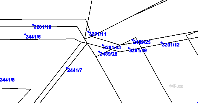 Parcela st. 2489/26 v KÚ Těšínov, Katastrální mapa