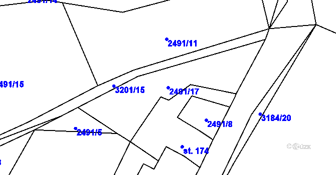 Parcela st. 2491/17 v KÚ Těšínov, Katastrální mapa