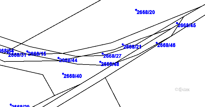 Parcela st. 2668/27 v KÚ Těšínov, Katastrální mapa