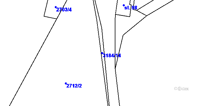 Parcela st. 3184/14 v KÚ Těšínov, Katastrální mapa