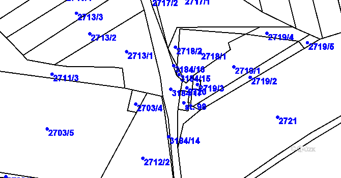 Parcela st. 3184/17 v KÚ Těšínov, Katastrální mapa