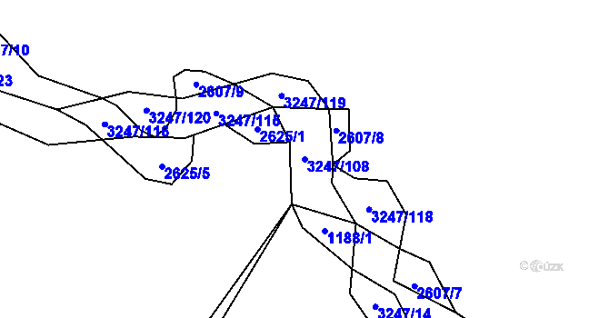 Parcela st. 3247/108 v KÚ Těšínov, Katastrální mapa