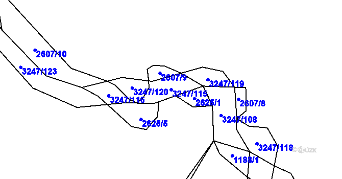Parcela st. 3247/115 v KÚ Těšínov, Katastrální mapa