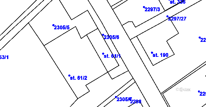 Parcela st. 61/1 v KÚ Těšínov, Katastrální mapa