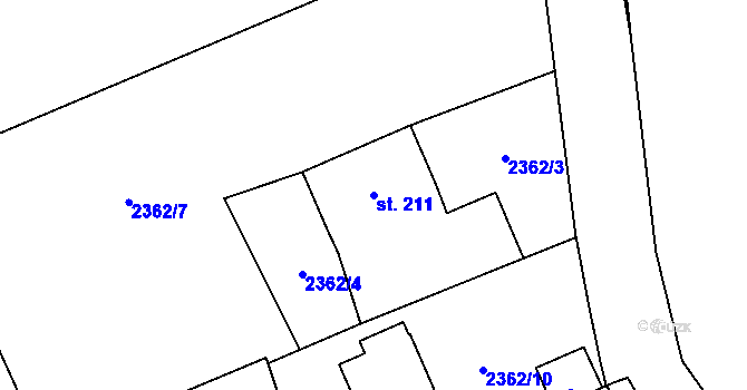 Parcela st. 211 v KÚ Těšínov, Katastrální mapa
