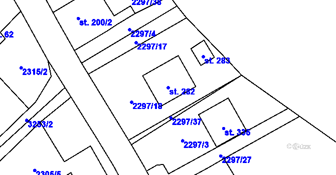 Parcela st. 282 v KÚ Těšínov, Katastrální mapa